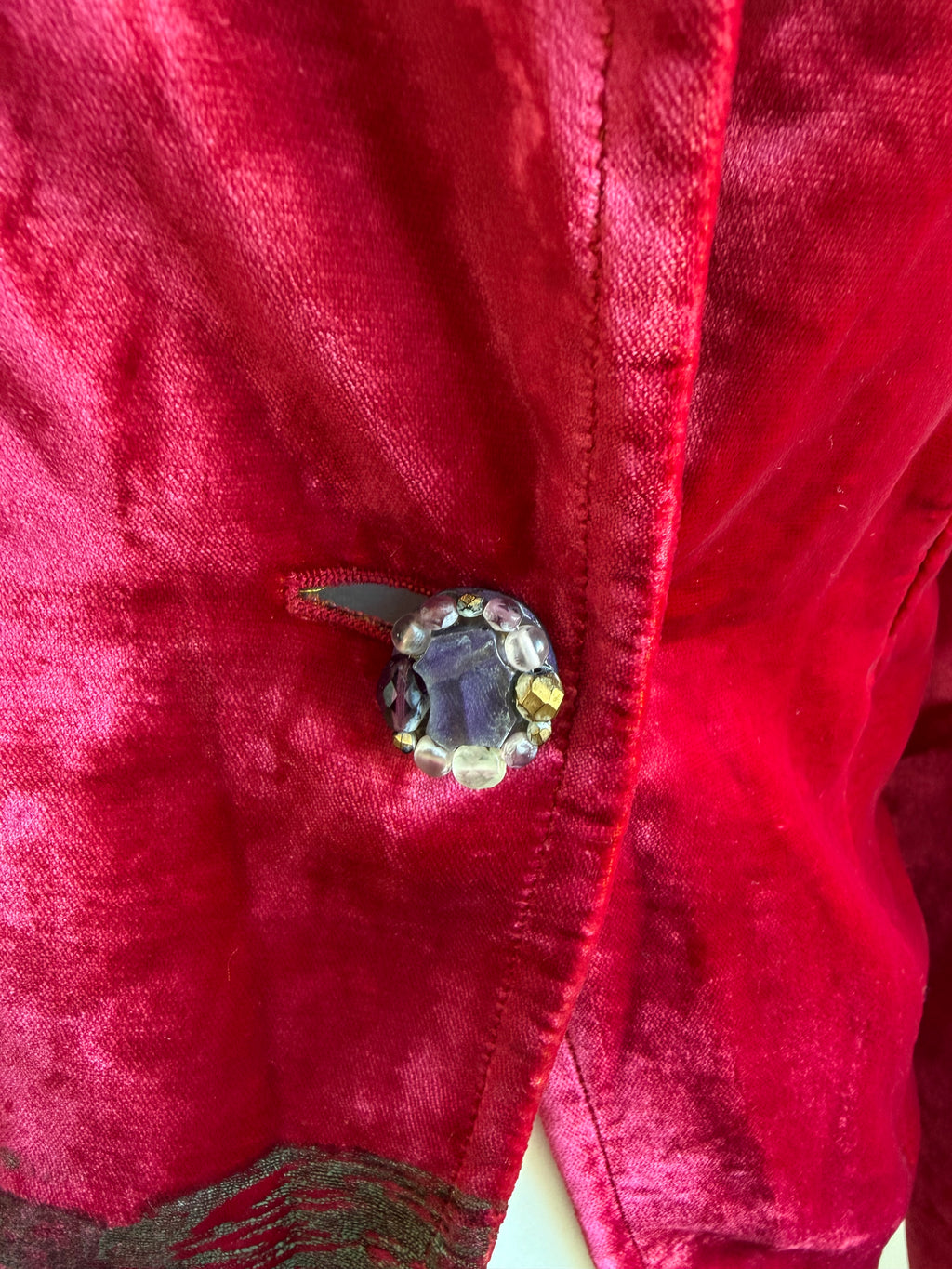 Christian Lacroix Paris Ruby Red Velvet 1990s Brocade Blazer