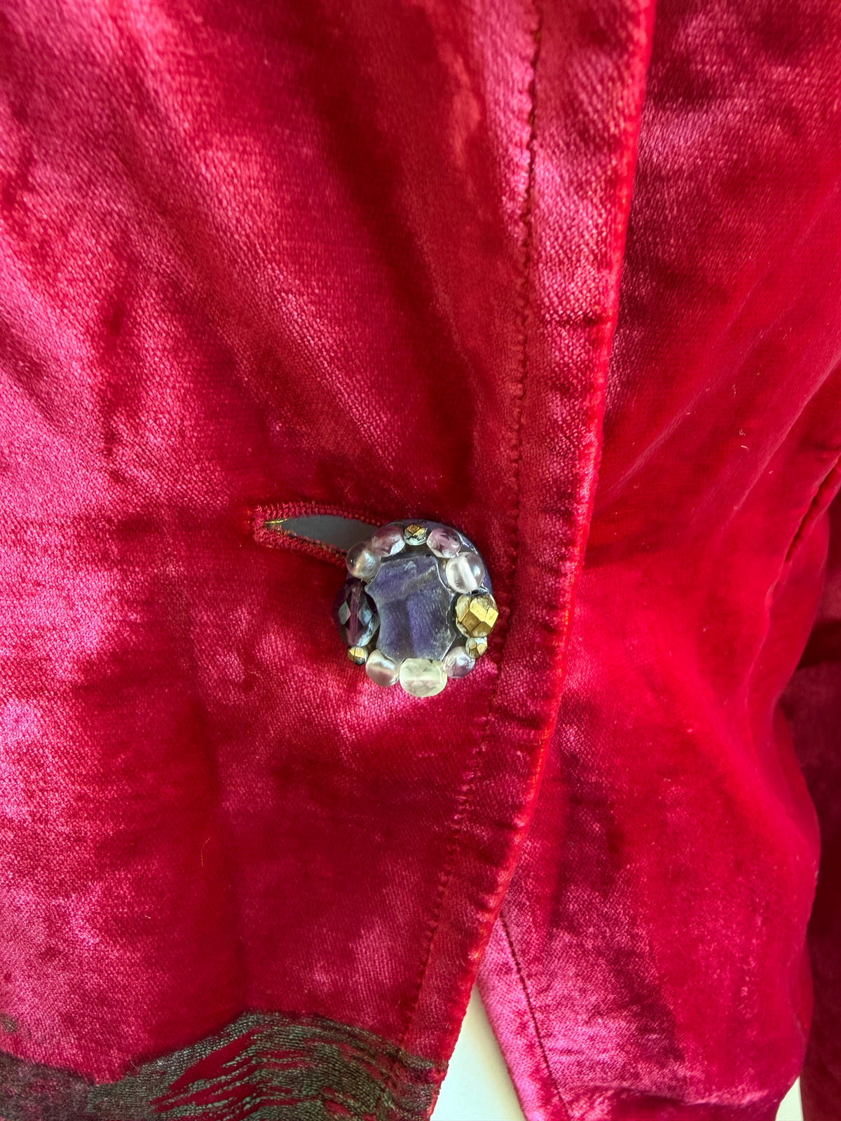 Christian Lacroix Paris Ruby Red Velvet 1990s Brocade Blazer