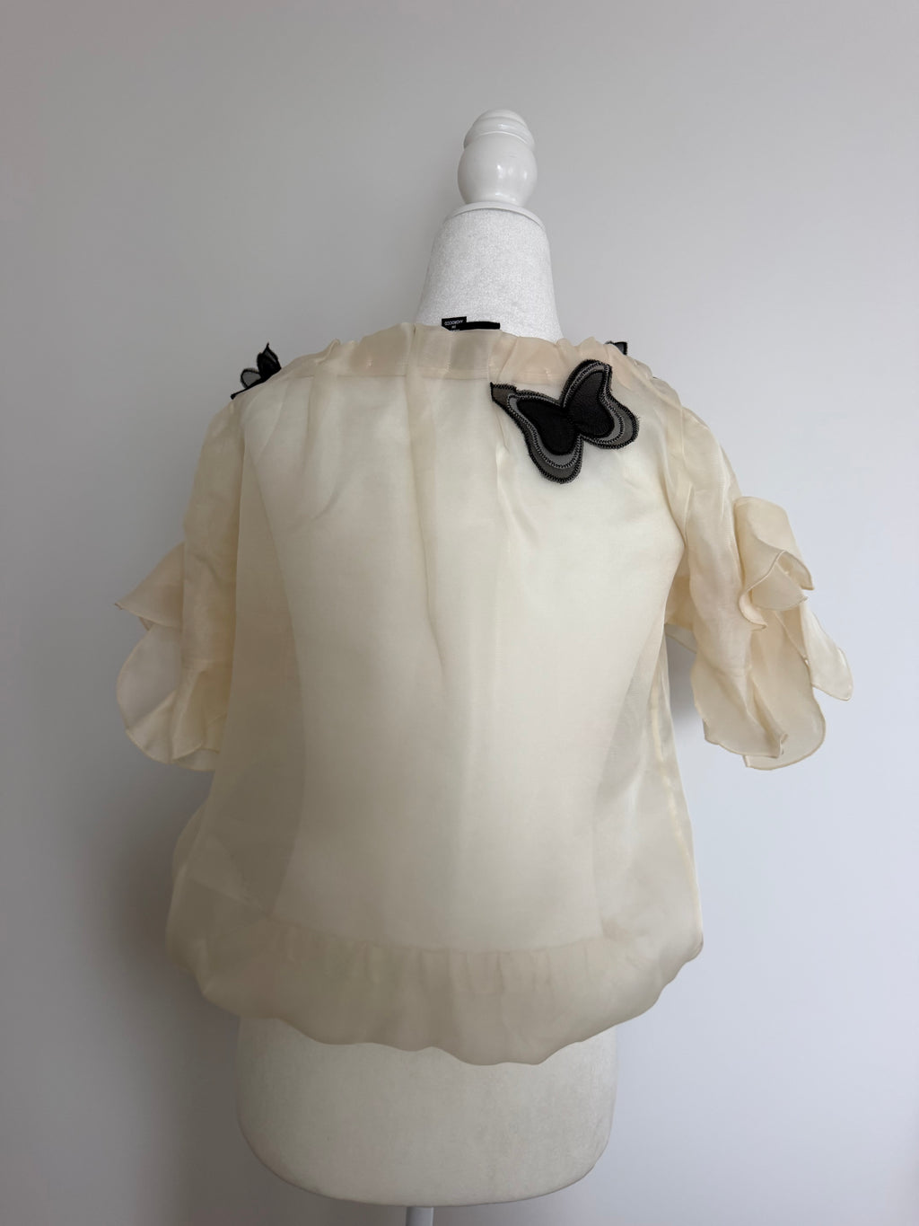 Vintage D&G Dolce & Gabbana Silk Butterfly Appliqué Blouse