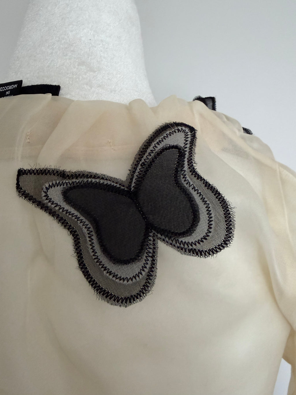 Vintage D&G Dolce & Gabbana Silk Butterfly Appliqué Blouse