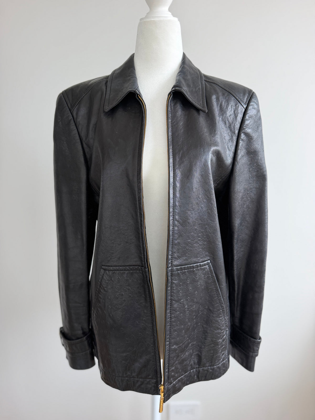 Escada Margaretha Ley Black Nappa Leather Zip Jacket