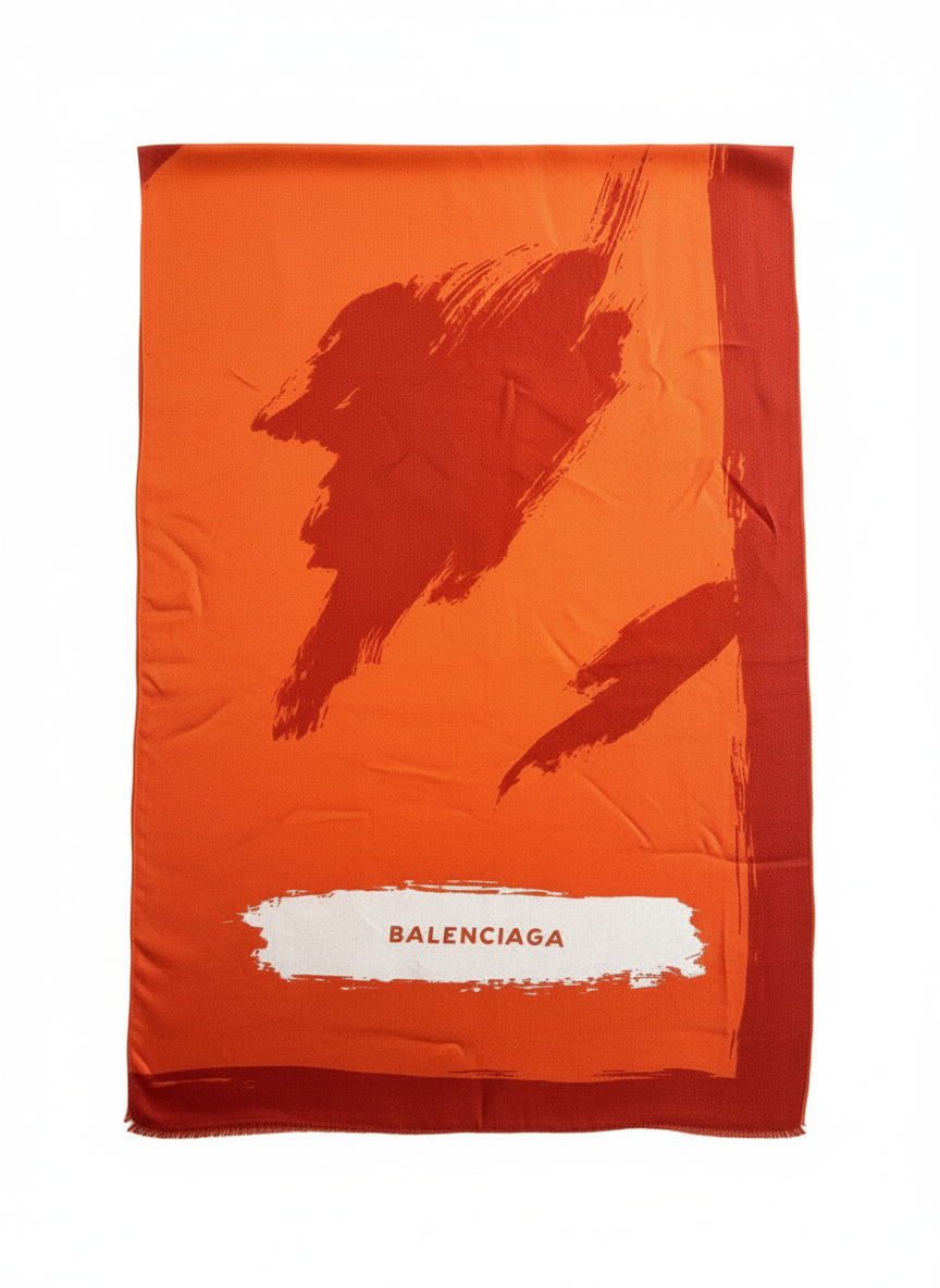Rare Vintage Balenciaga Paris Silk Scarf – 90s Abstract Brushstroke Print