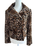 Betsey Johnson Leopard Print Faux Fur Cropped Jacket Y2K