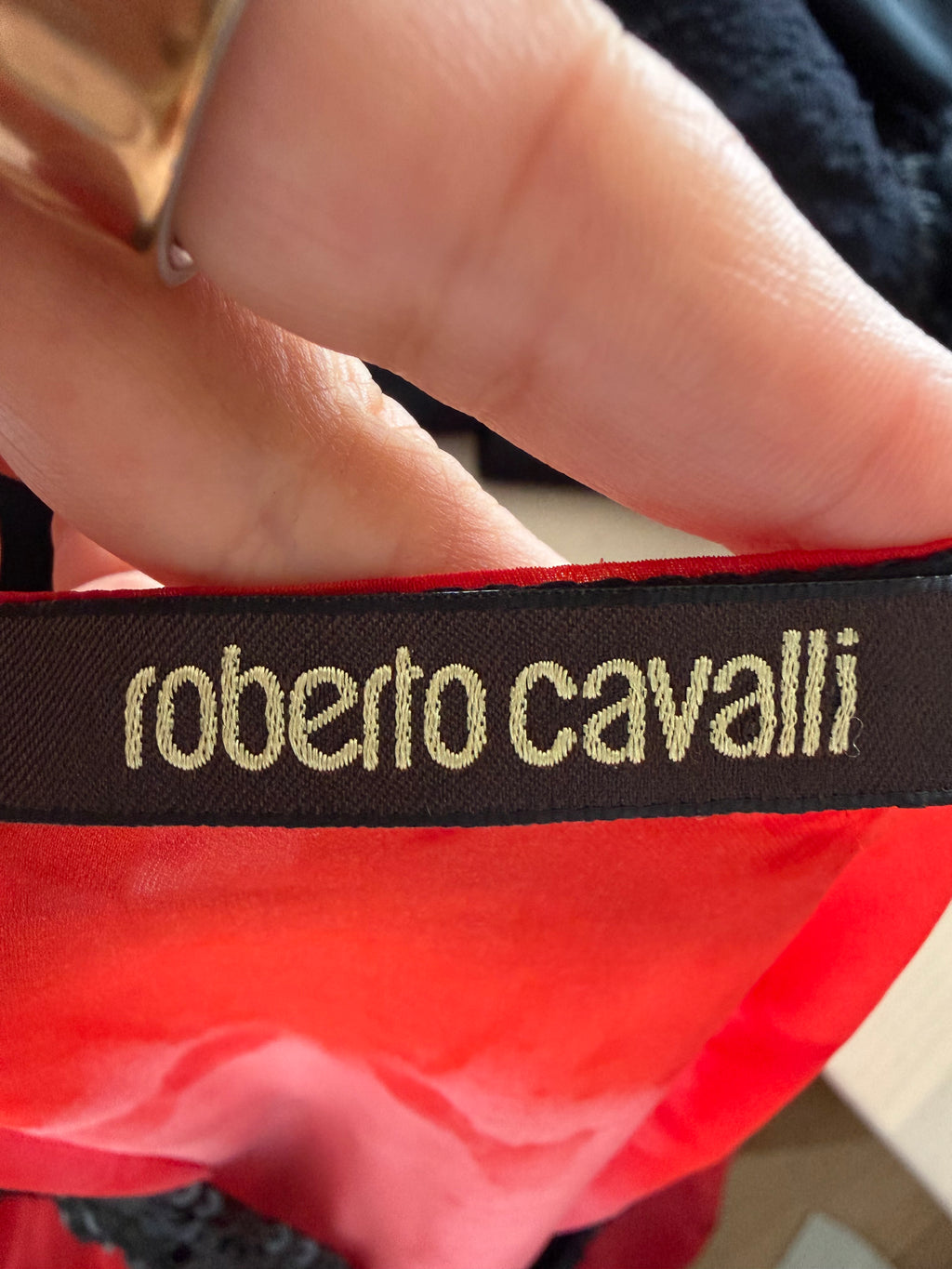 Roberto Cavalli Vintage Y2K Red Black Silk Beaded Tunic Top