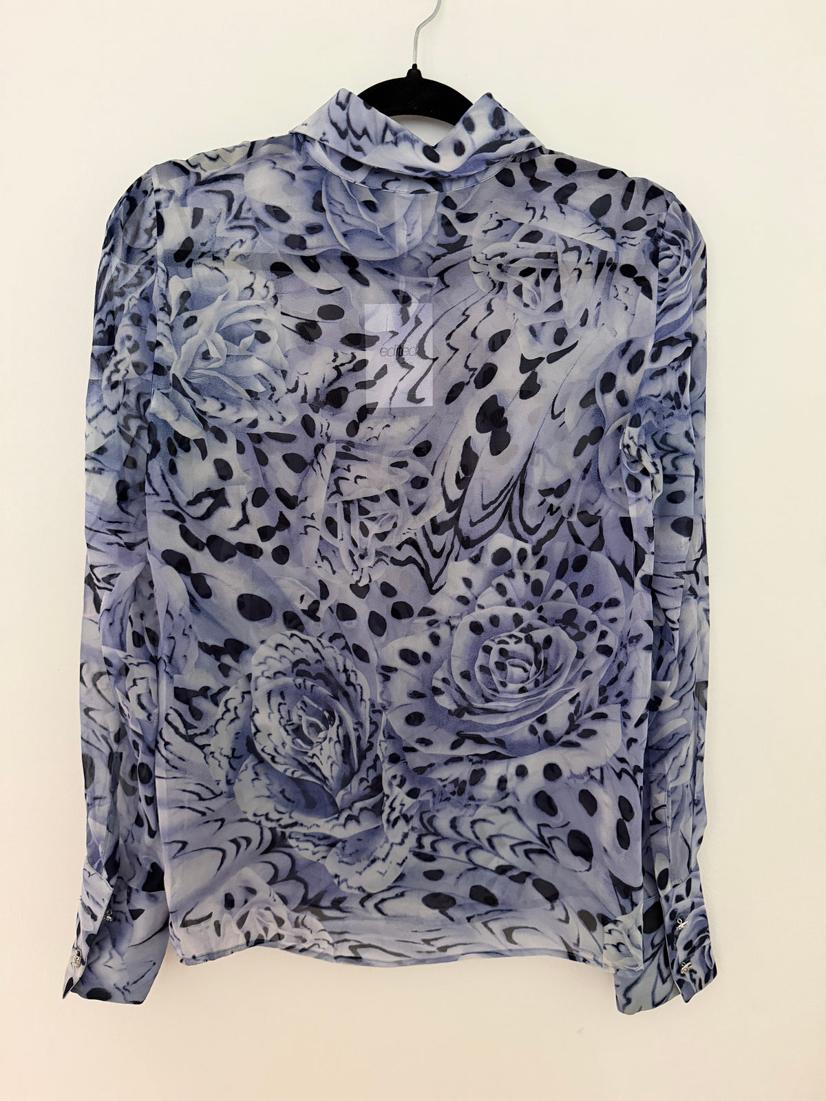 Vintage Y2K Versace Donatella 100% Silk Rose Animal Print Blouse