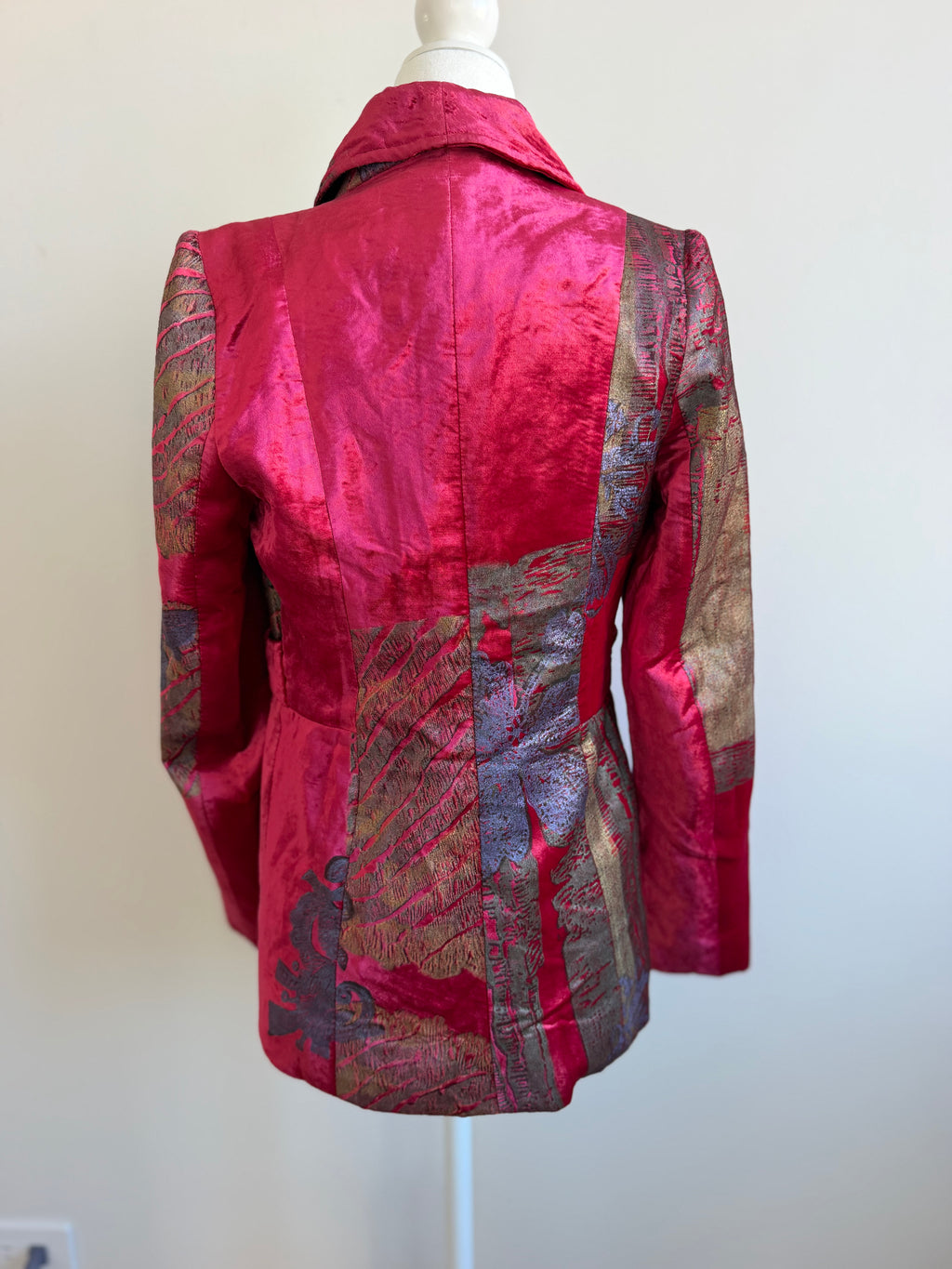 Christian Lacroix Paris Ruby Red Velvet 1990s Brocade Blazer