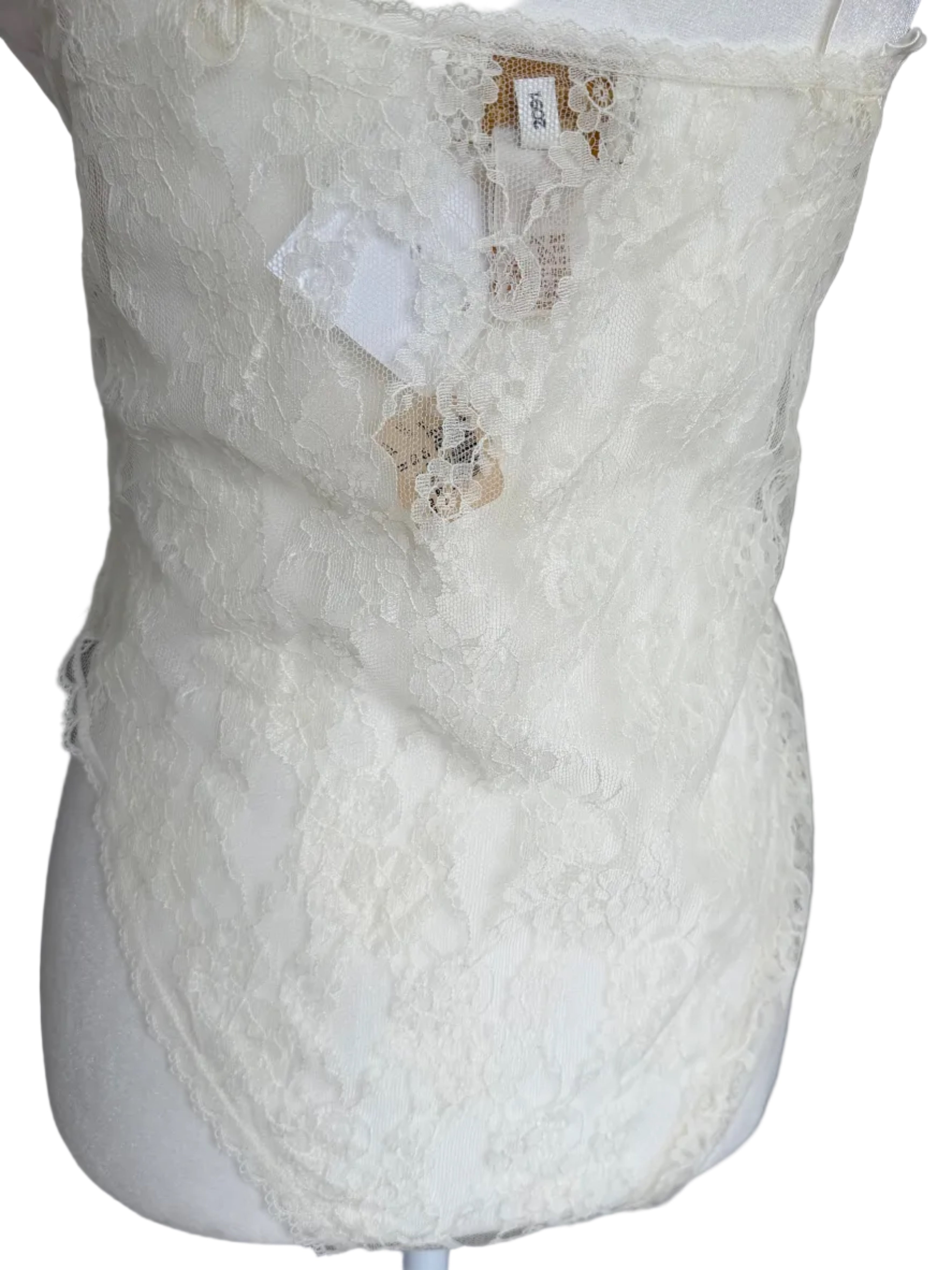 Vintage Victoria’s Secret Ivory Lace & Satin Teddy with Floral Appliqué