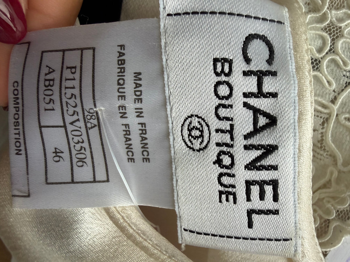 Chanel Boutique 1990s Ivory Silk Top