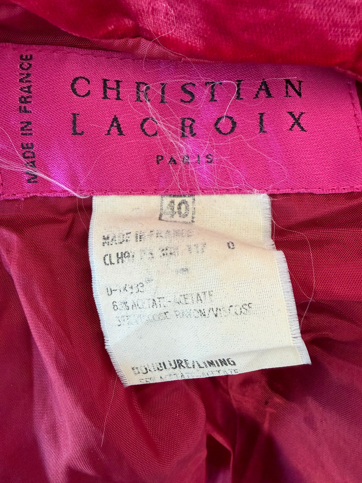 Christian Lacroix Paris Ruby Red Velvet 1990s Brocade Blazer