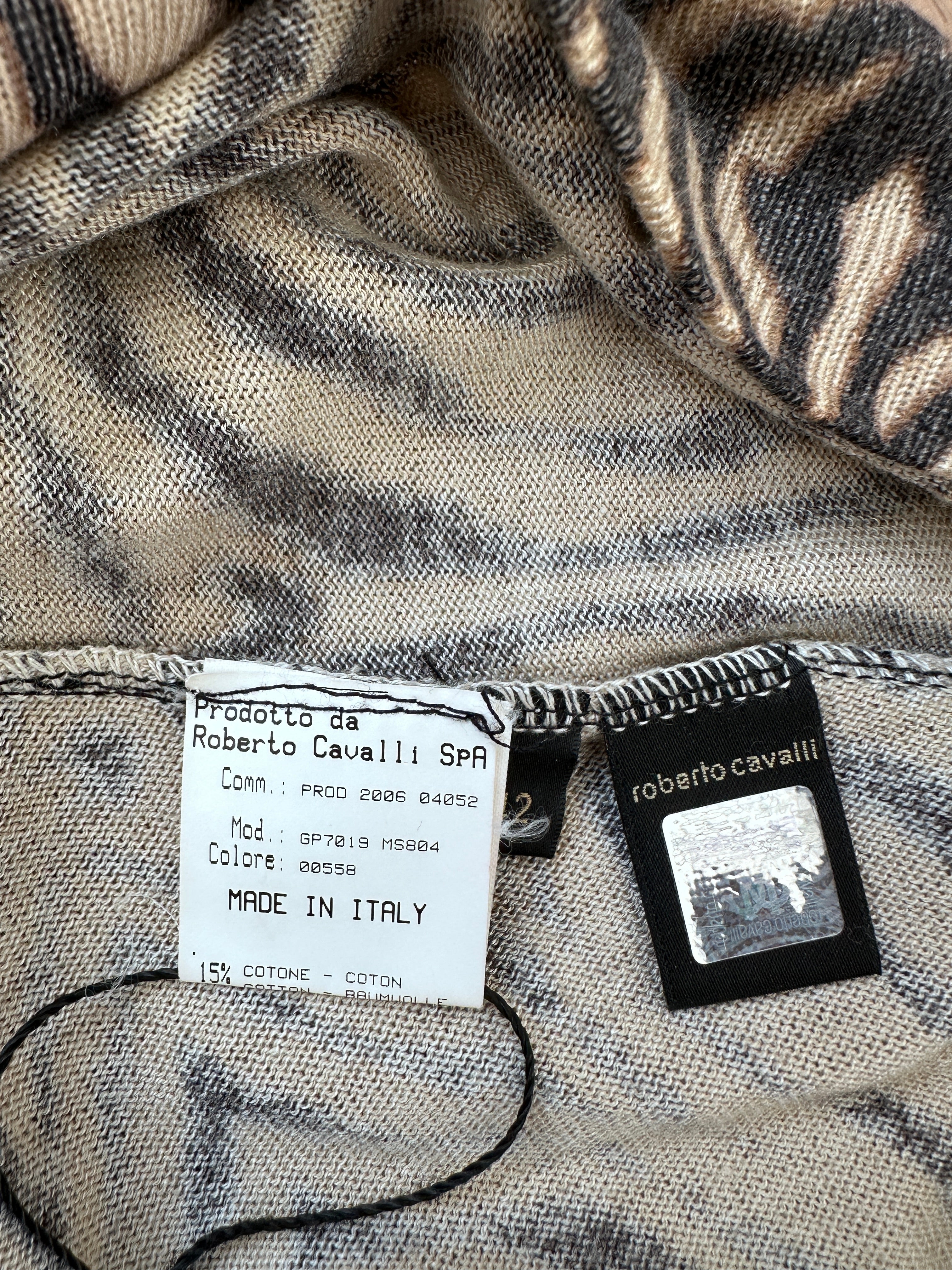 Y2K Roberto Cavalli Zebra Print Silk Knit Sweater