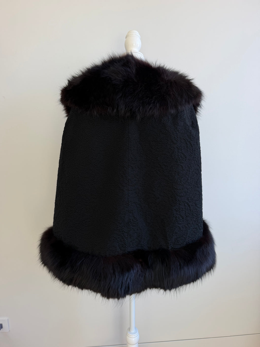 1960s–70s French Poodle Black Fur-Trimmed Cape Jacket
