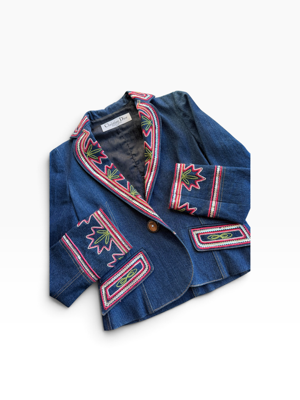 Christian Dior by John Galliano 2006 Embroidered Butterfly Denim Blazer