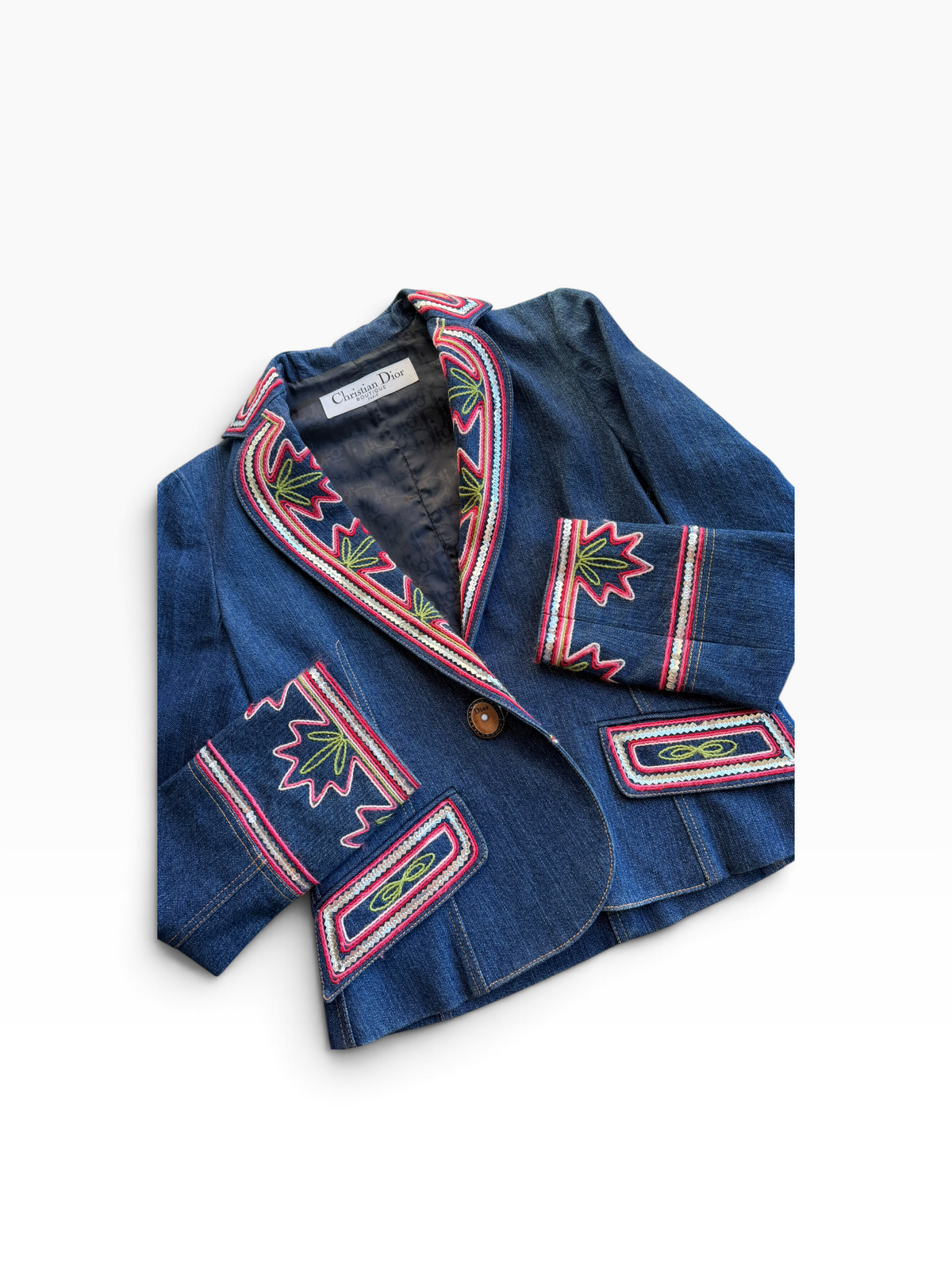 Christian Dior by John Galliano 2006 Embroidered Butterfly Denim Blazer