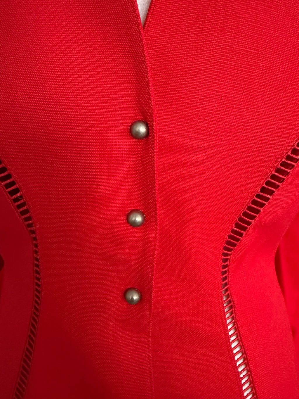 Vintage Thierry Mugler Red Sculpted Cutout Peplum Jacket 1990s
