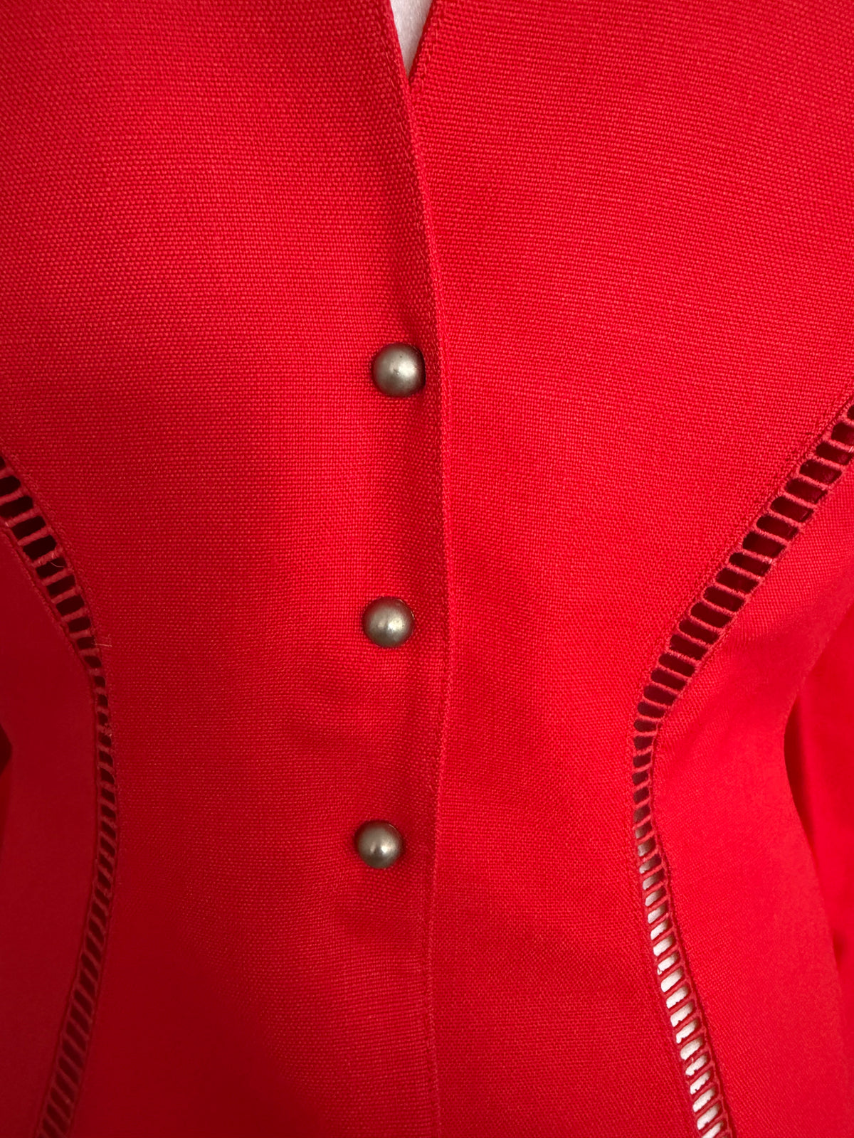 Vintage Thierry Mugler Red Sculpted Cutout Peplum Jacket 1990s