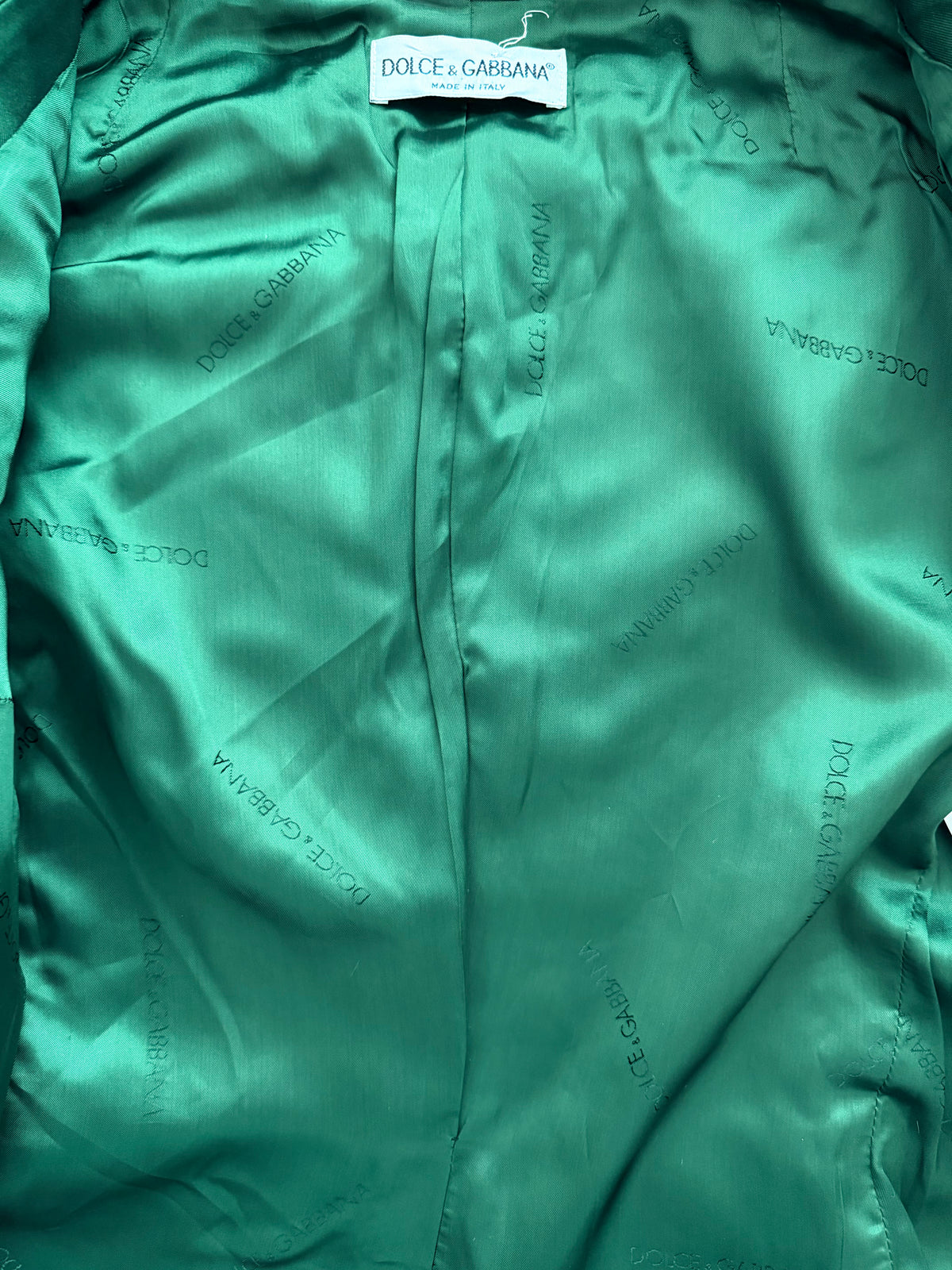 Dolce & Gabbana SS1996 Look 57 Runway Emerald Silk Jacket