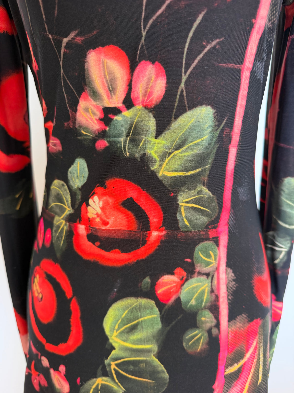 Vintage Y2K Jean Paul Gaultier Soleil Floral Cold Shoulder Stretch Top