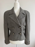 1980s Valentino Miss V Houndstooth Lambswool Double Breasted Blazer