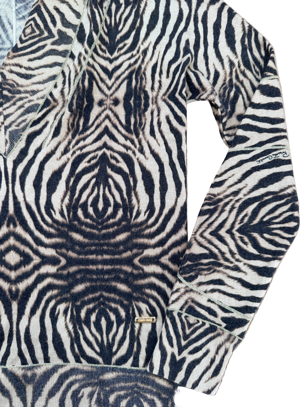 Y2K Roberto Cavalli Zebra Print Silk Knit Sweater