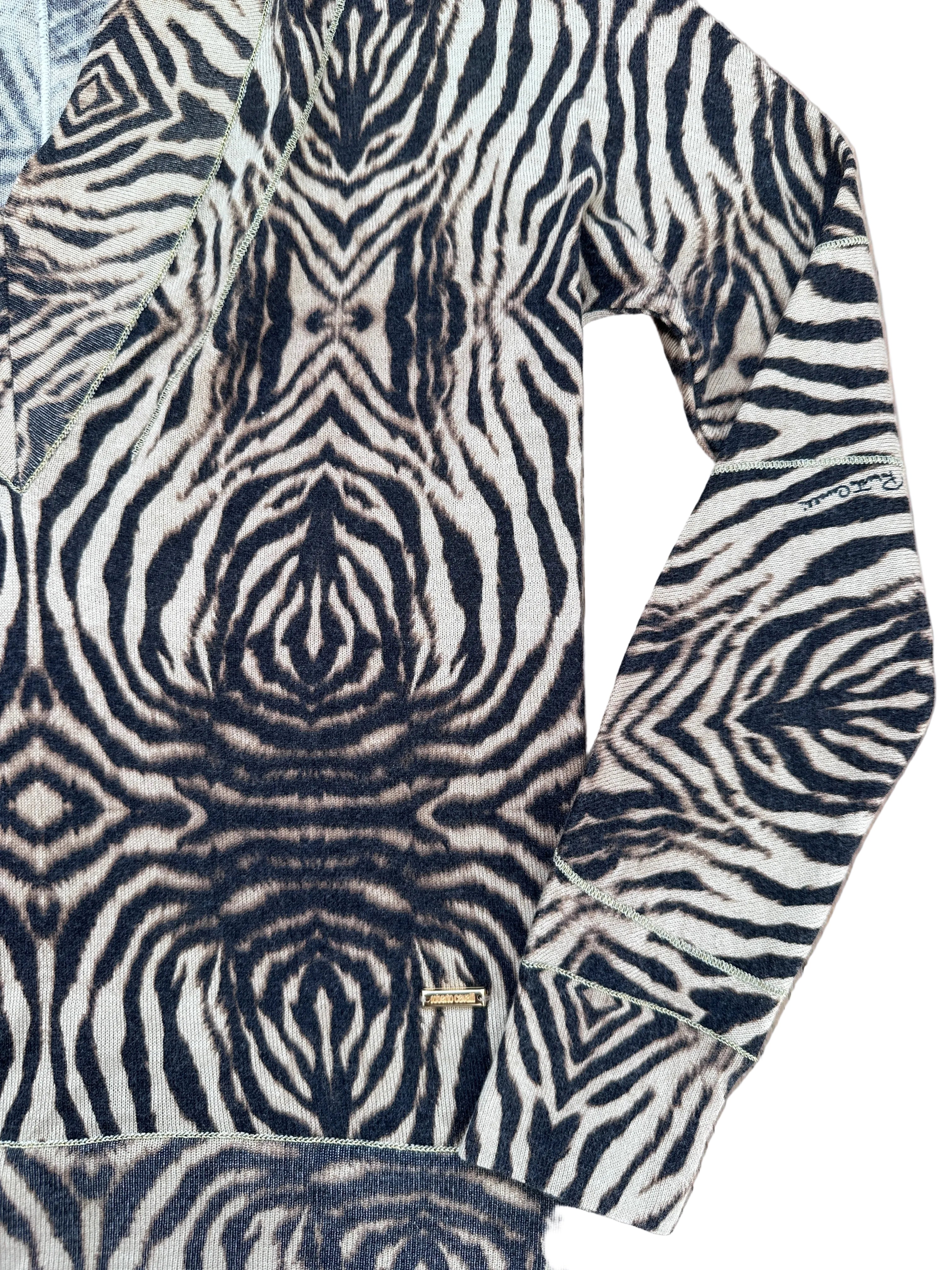 Y2K Roberto Cavalli Zebra Print Silk Knit Sweater