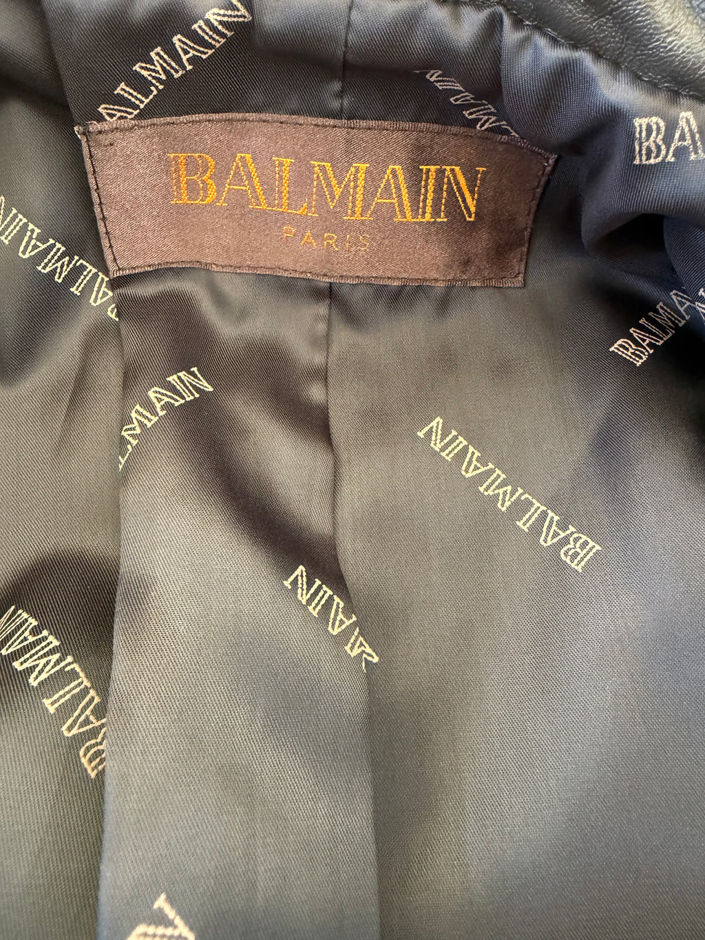 Balmain Brown Leather Ruffle Trench Coat | Y2K