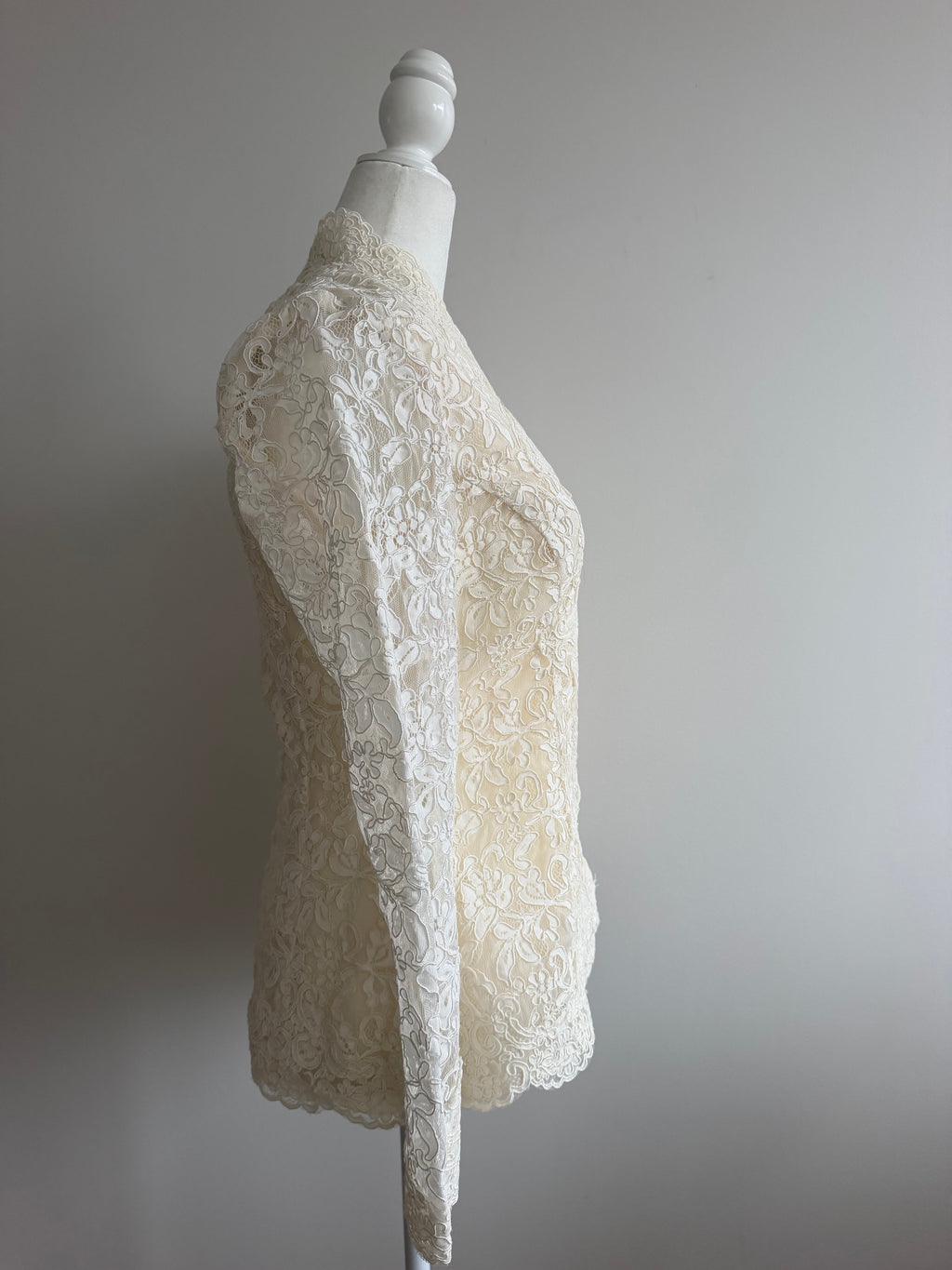 Victor Costa Ivory Embroidered Lace Jacket