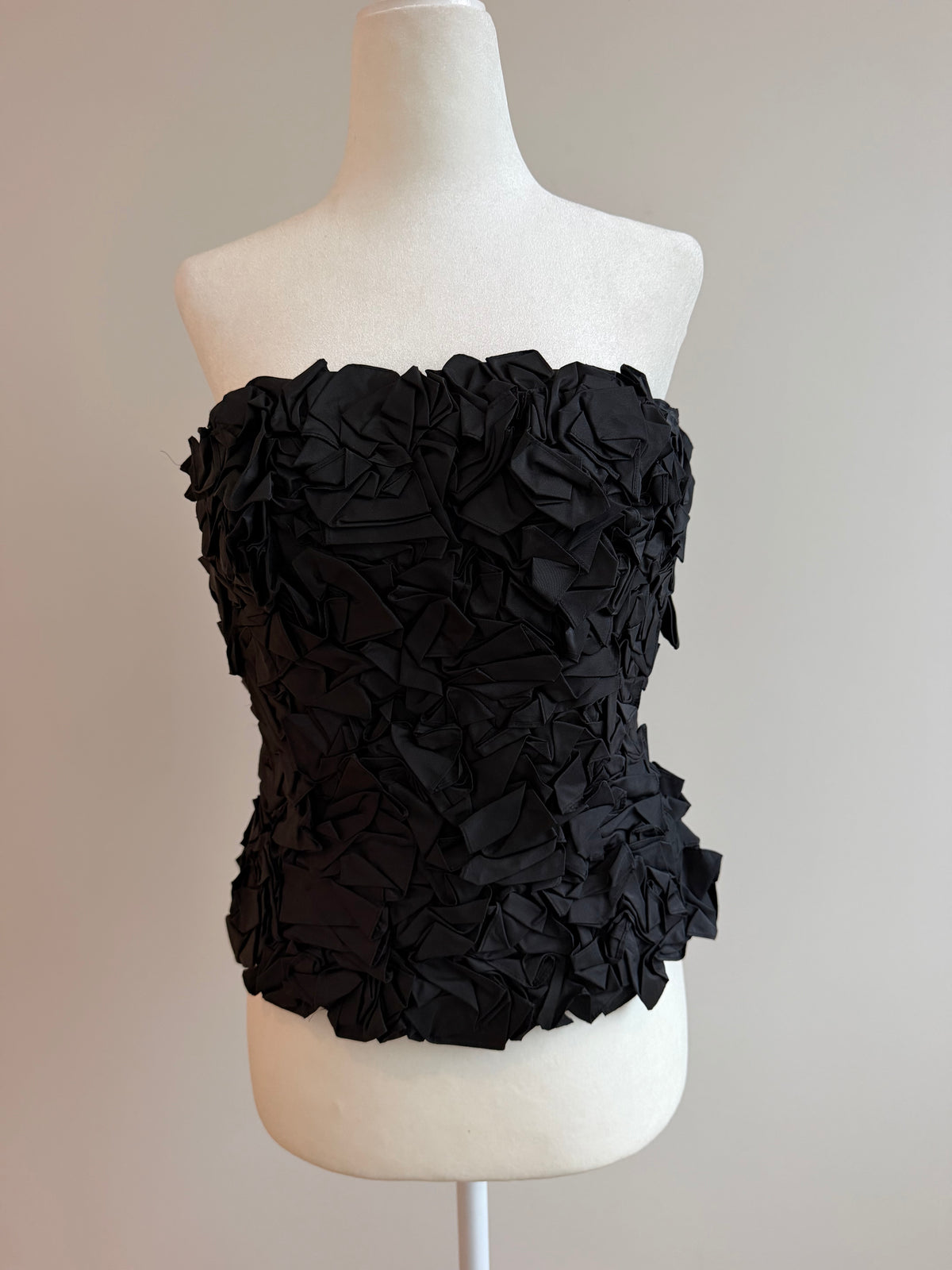 Chetta B by Sherrie Bloom & Peter Noviello Black Silk Rosette Corset Top