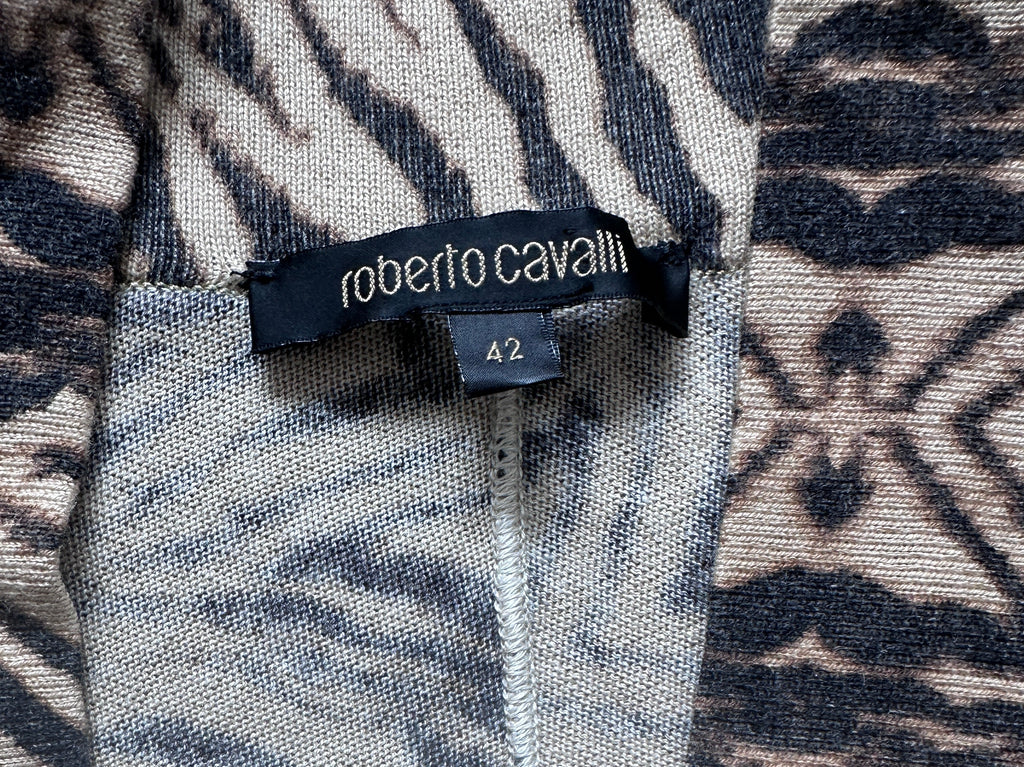 Y2K Roberto Cavalli Zebra Print Silk Knit Sweater