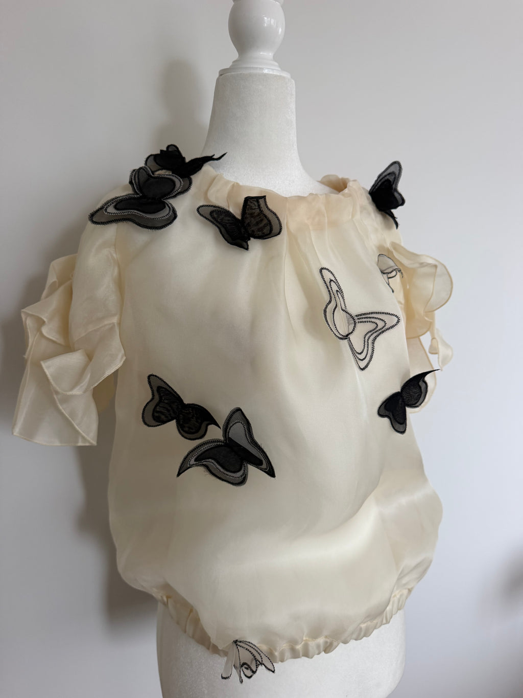 Vintage D&G Dolce & Gabbana Silk Butterfly Appliqué Blouse