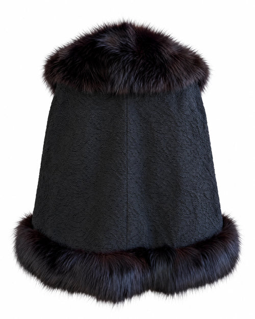 1960s–70s French Poodle Black Fur-Trimmed Cape Jacket
