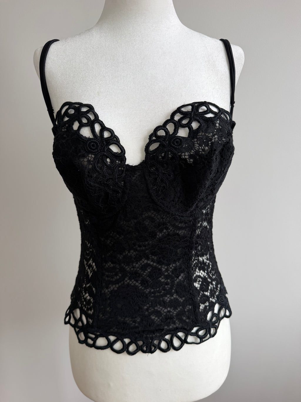 La Perla Black Lace Corset Camisole Bustier Top