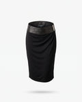 Vintage Gucci Tom Ford Era Black Draped Jersey & Leather Asymmetric Skirt
