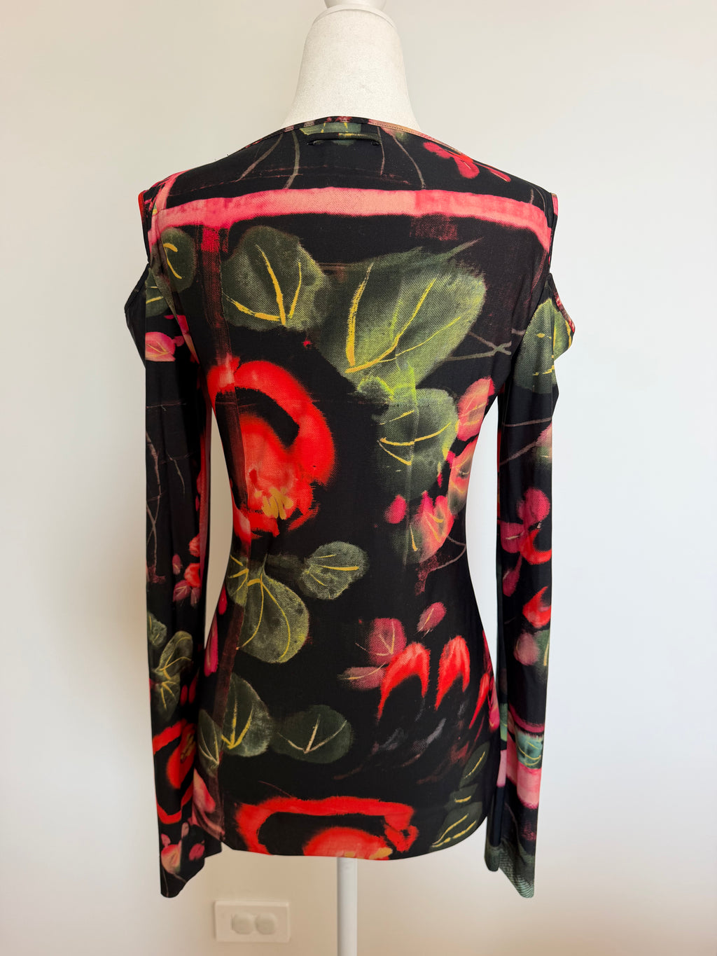 Vintage Y2K Jean Paul Gaultier Soleil Floral Cold Shoulder Stretch Top