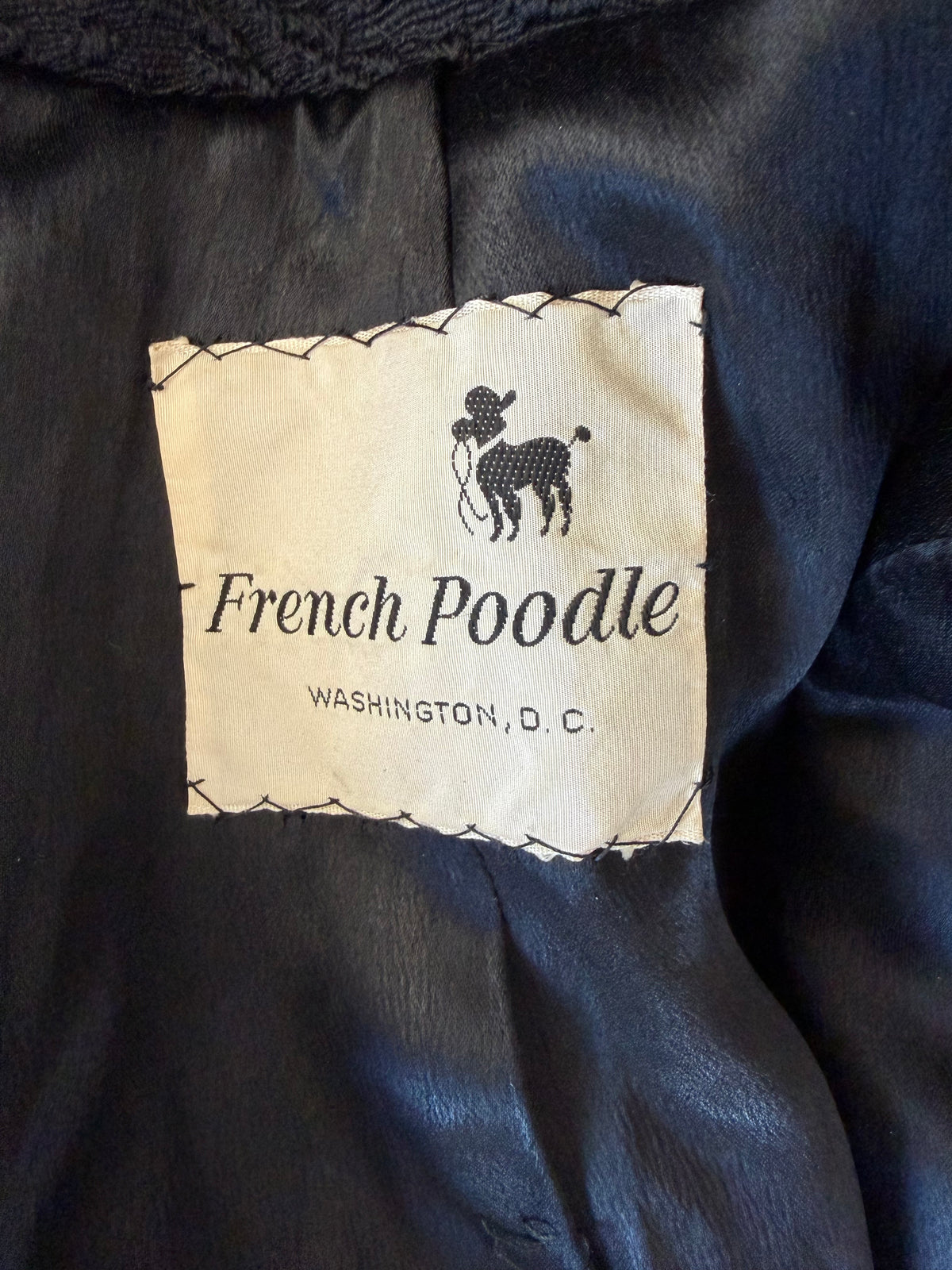 1960s–70s French Poodle Black Fur-Trimmed Cape Jacket