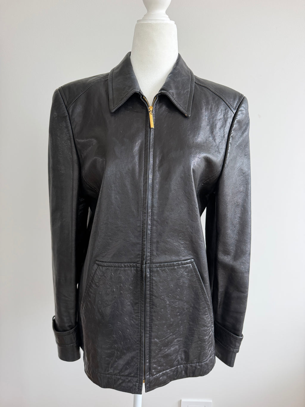 Escada Margaretha Ley Black Nappa Leather Zip Jacket