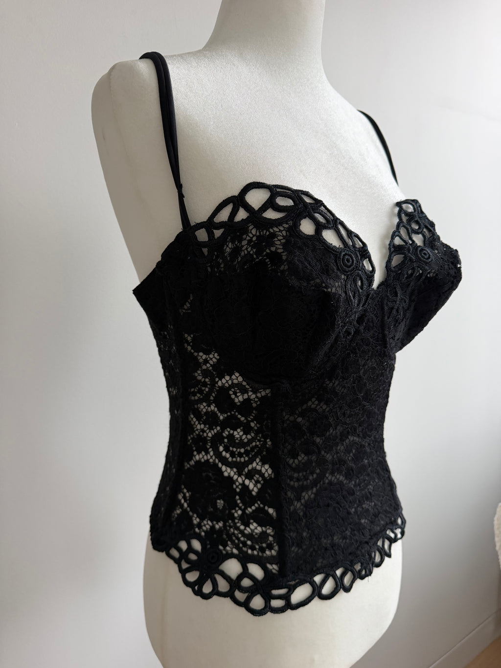 La Perla Black Lace Corset Camisole Bustier Top