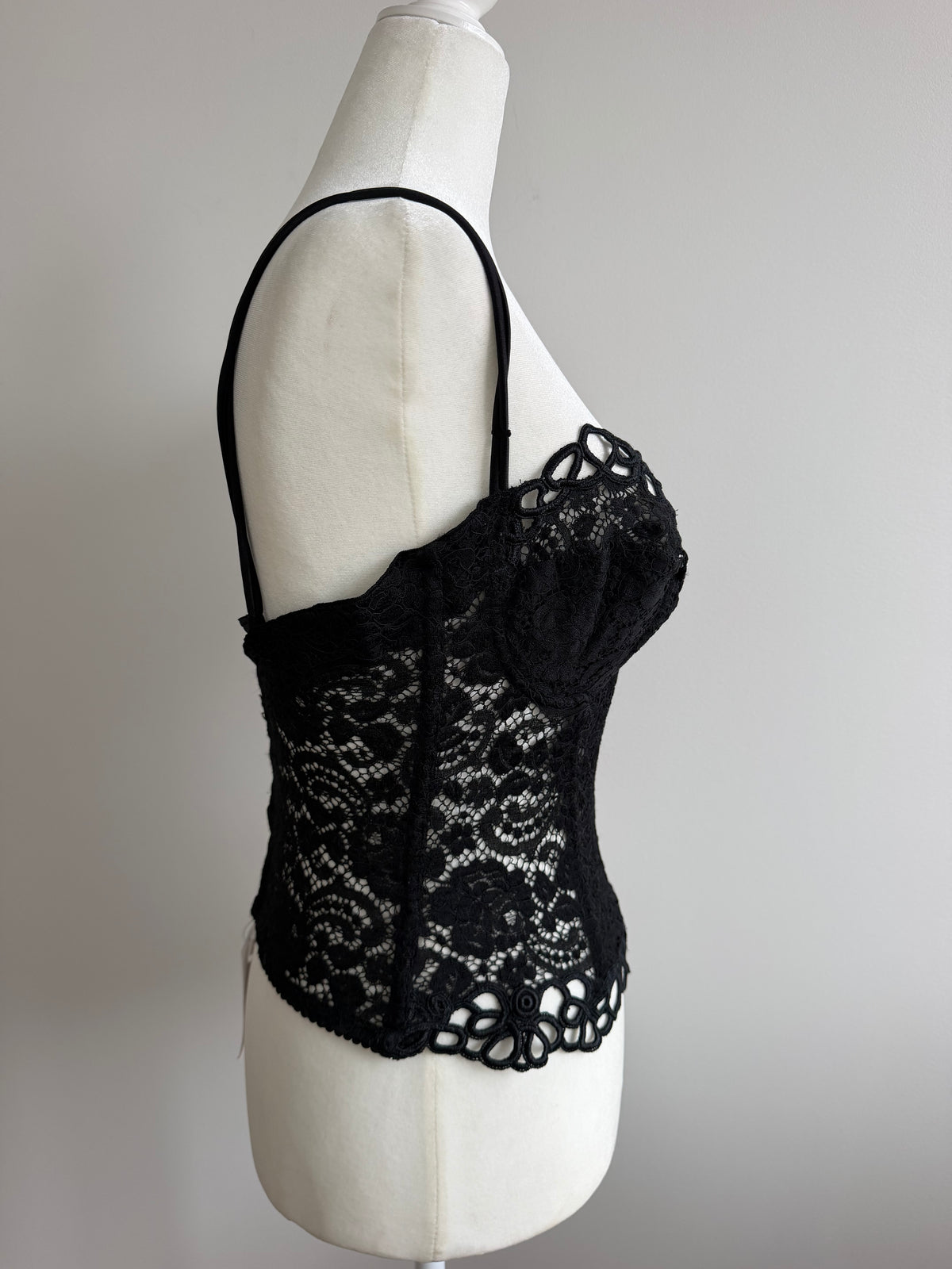 La Perla Black Lace Corset Camisole Bustier Top