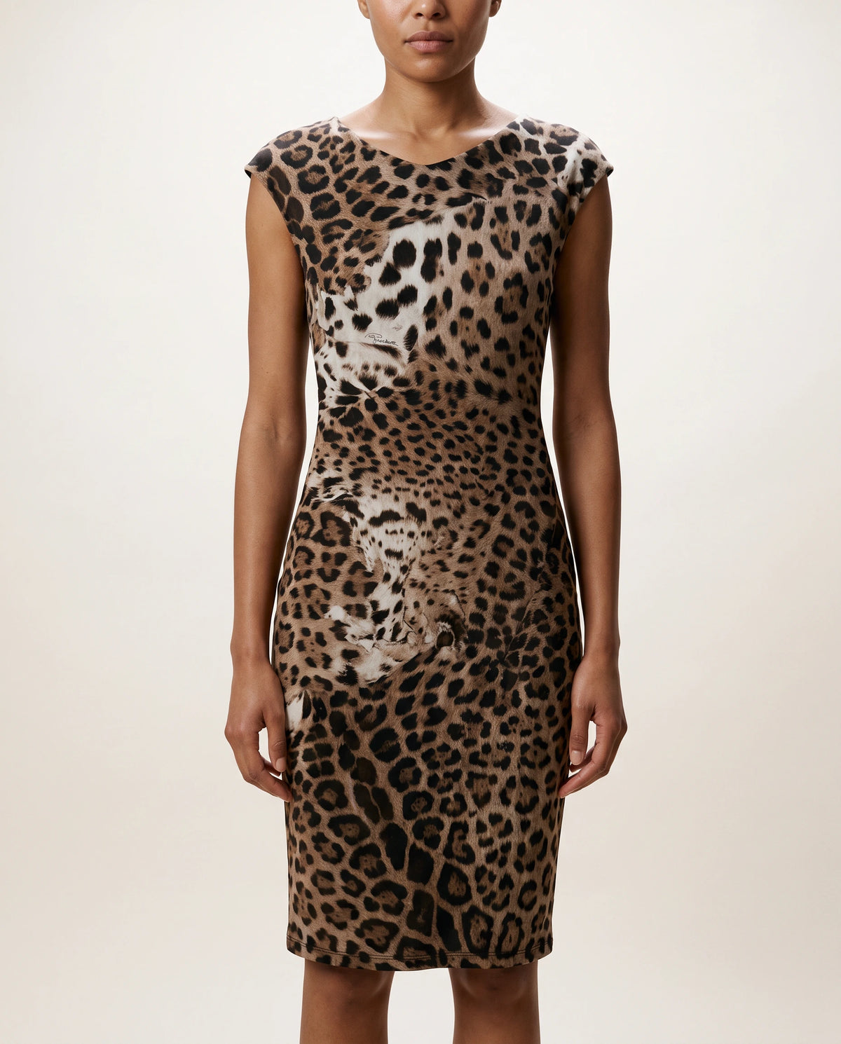 Roberto Cavalli Leopard Print Bodycon Midi Dress