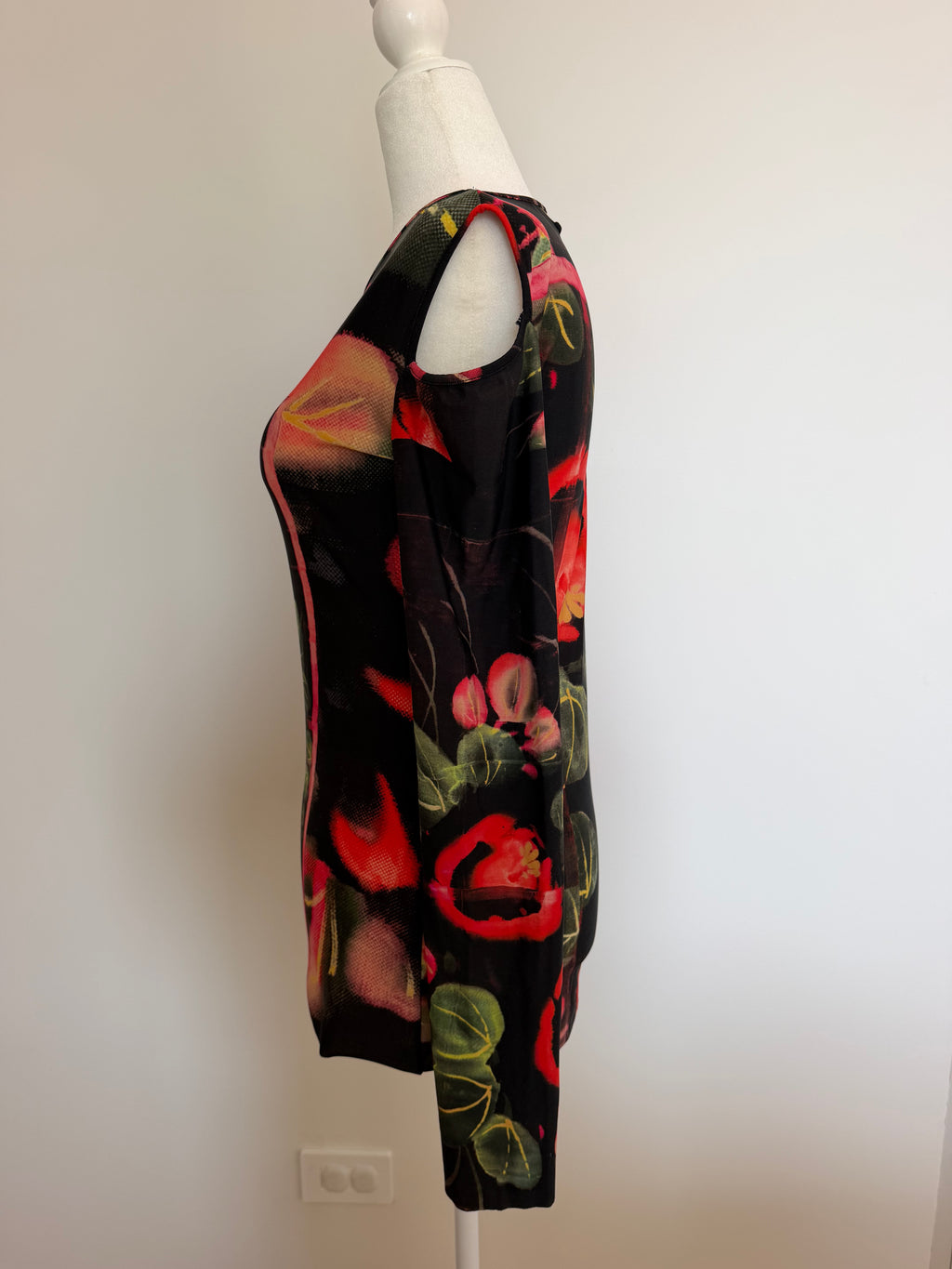 Vintage Y2K Jean Paul Gaultier Soleil Floral Cold Shoulder Stretch Top