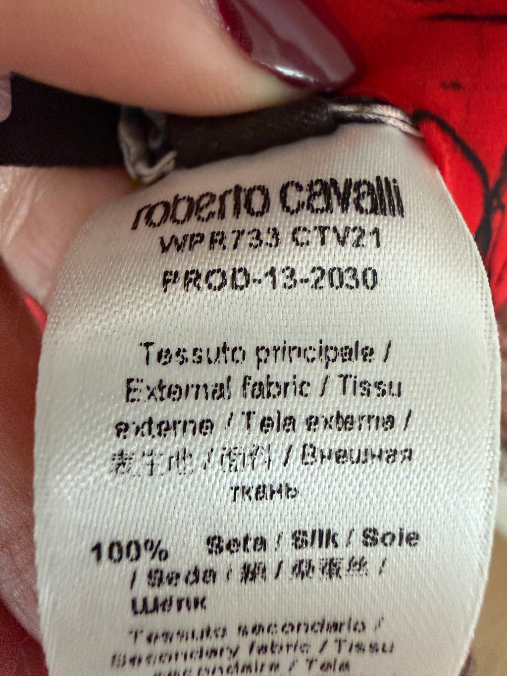 Roberto Cavalli Vintage Y2K Red Black Silk Beaded Tunic Top