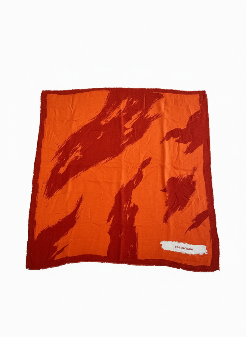 Rare Vintage Balenciaga Paris Silk Scarf – 90s Abstract Brushstroke Print