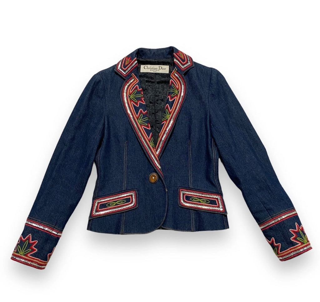 Christian Dior by John Galliano 2006 Embroidered Butterfly Denim Blazer