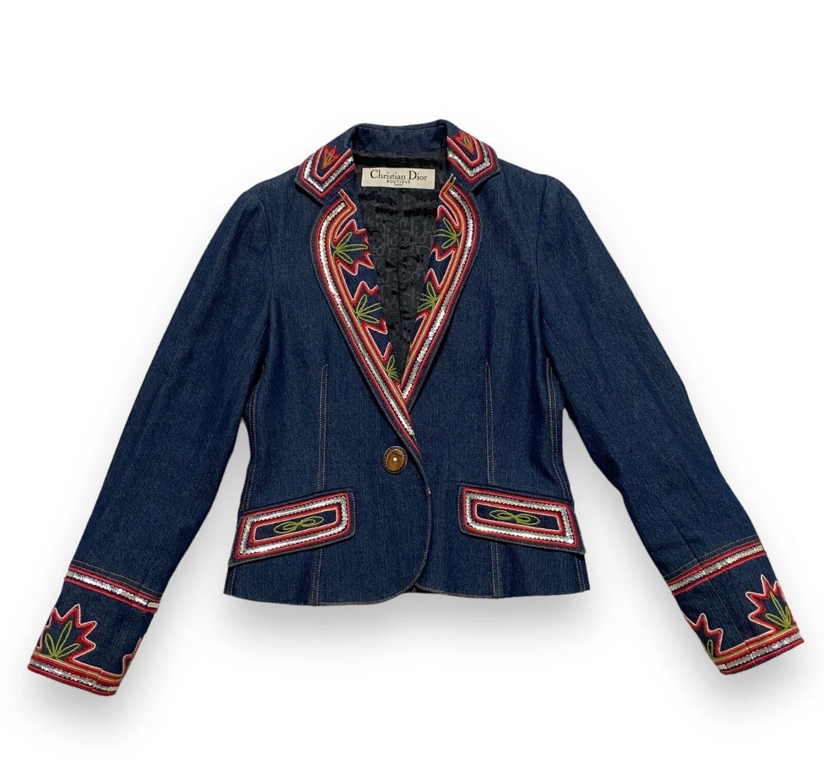 Christian Dior by John Galliano 2006 Embroidered Butterfly Denim Blazer