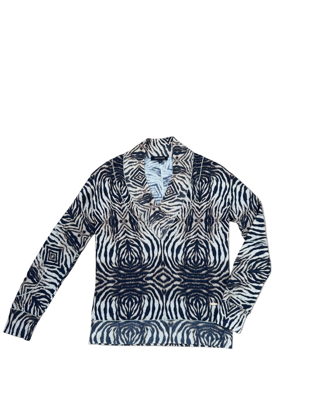Y2K Roberto Cavalli Zebra Print Silk Knit Sweater