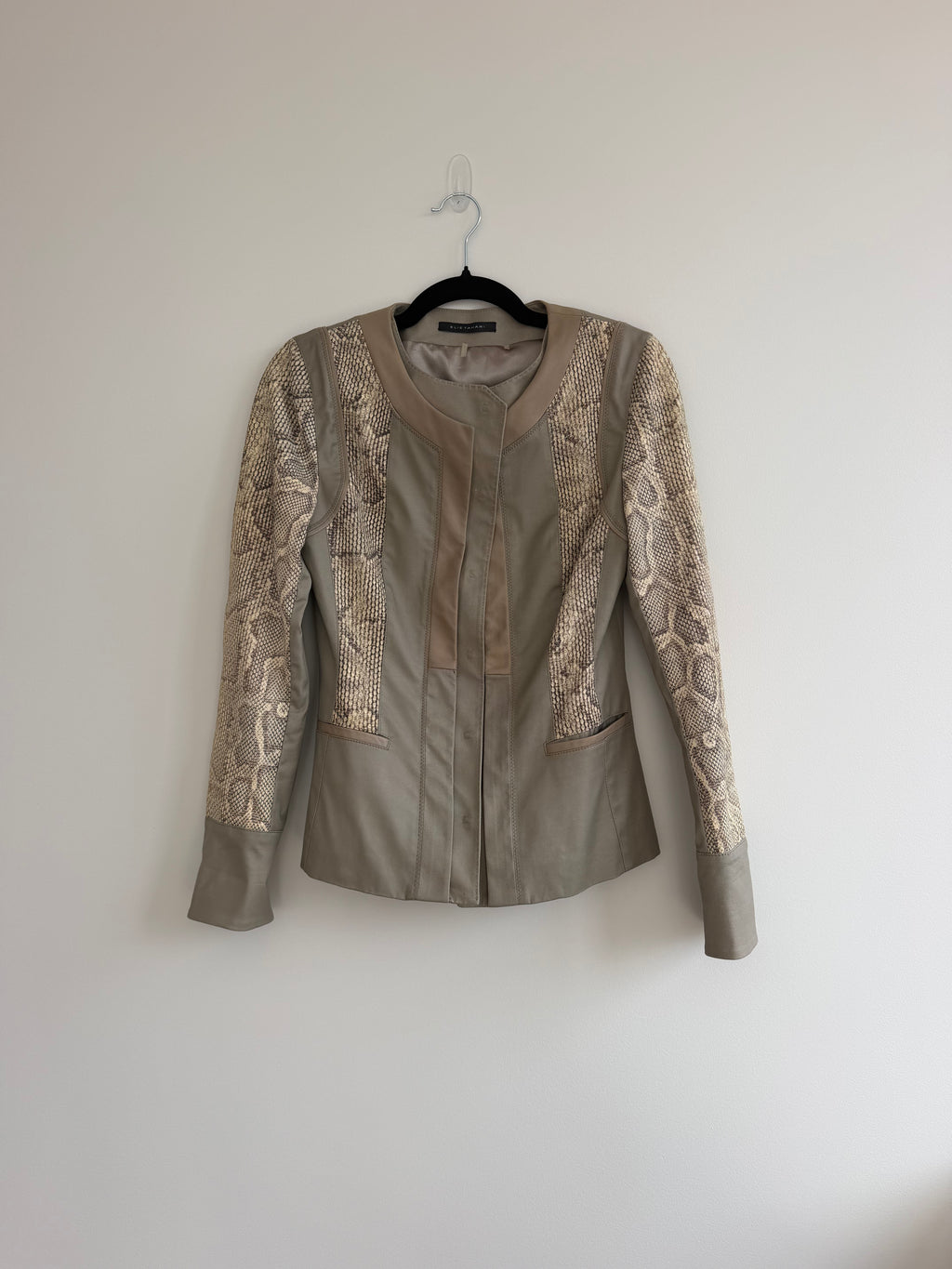 Elie Tahari Python-Effect Goat Suede & Leather Jacket