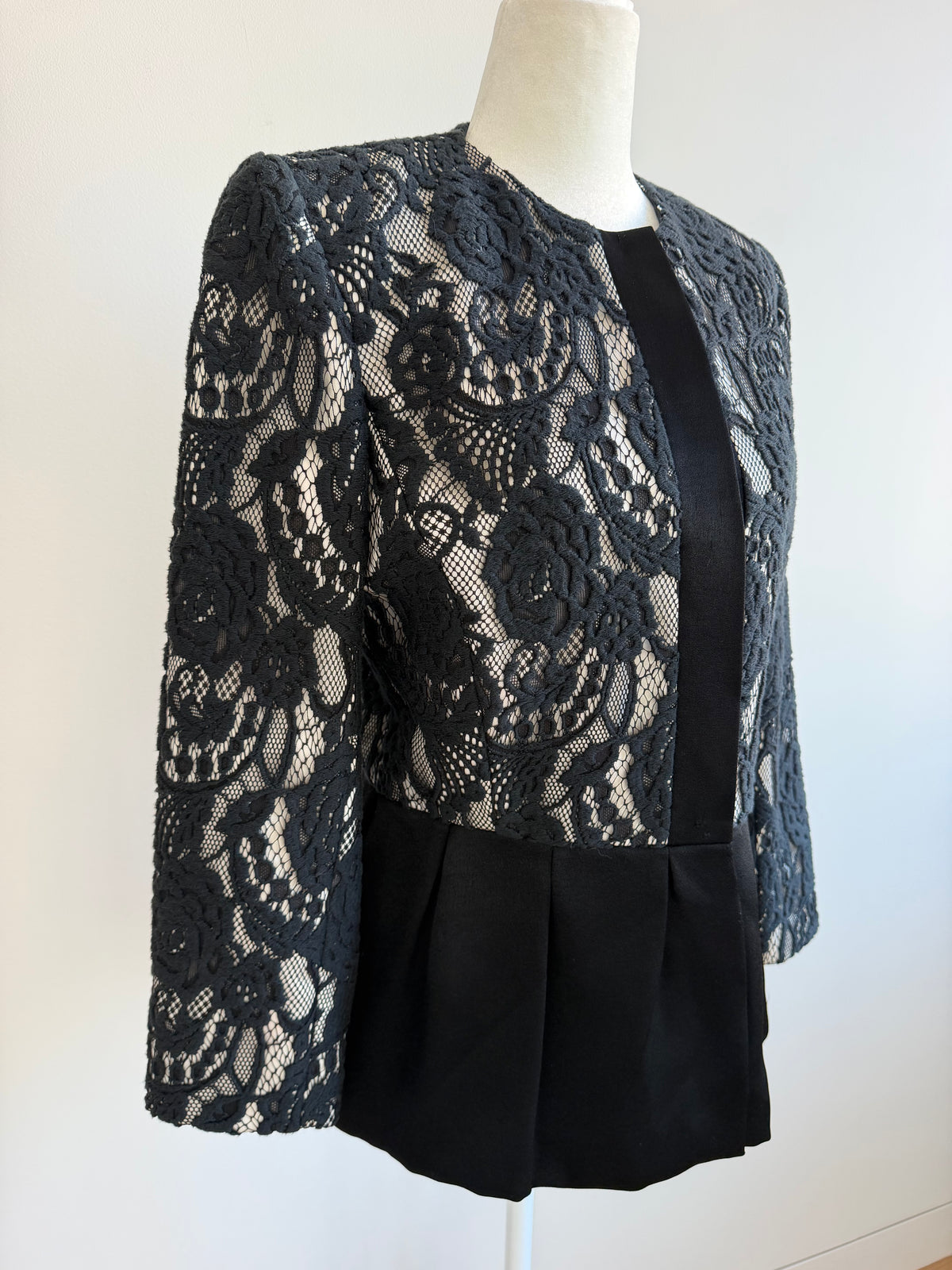 Zelda Vintage Black Floral Lace Peplum Jacket