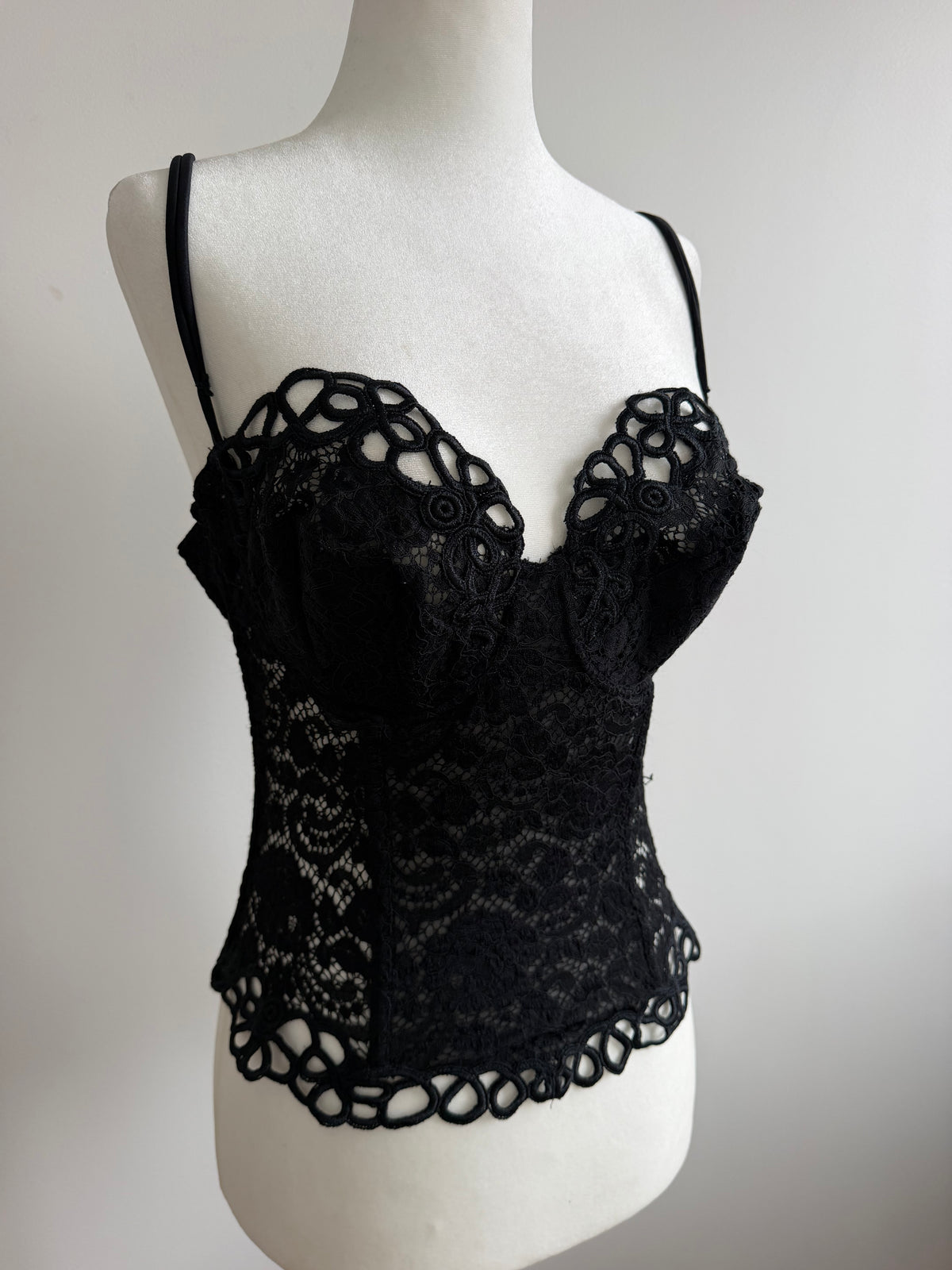 La Perla Black Lace Corset Camisole Bustier Top