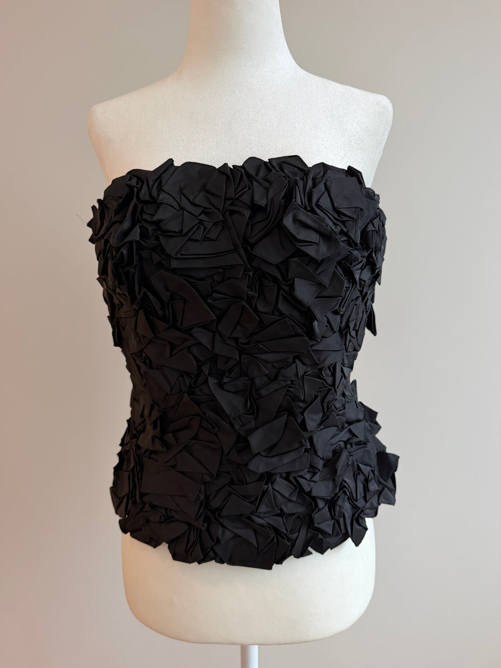 Chetta B by Sherrie Bloom & Peter Noviello Black Silk Rosette Corset Top