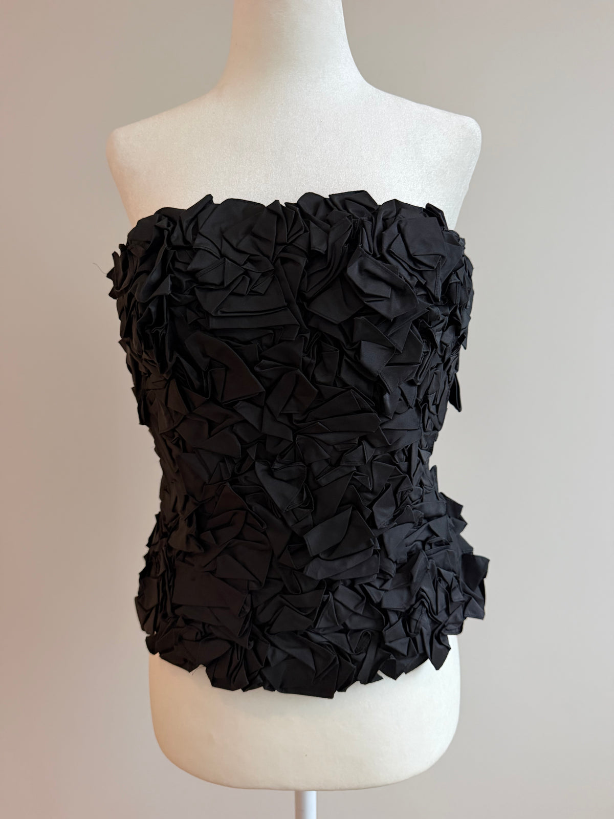 Chetta B by Sherrie Bloom & Peter Noviello Black Silk Rosette Corset Top