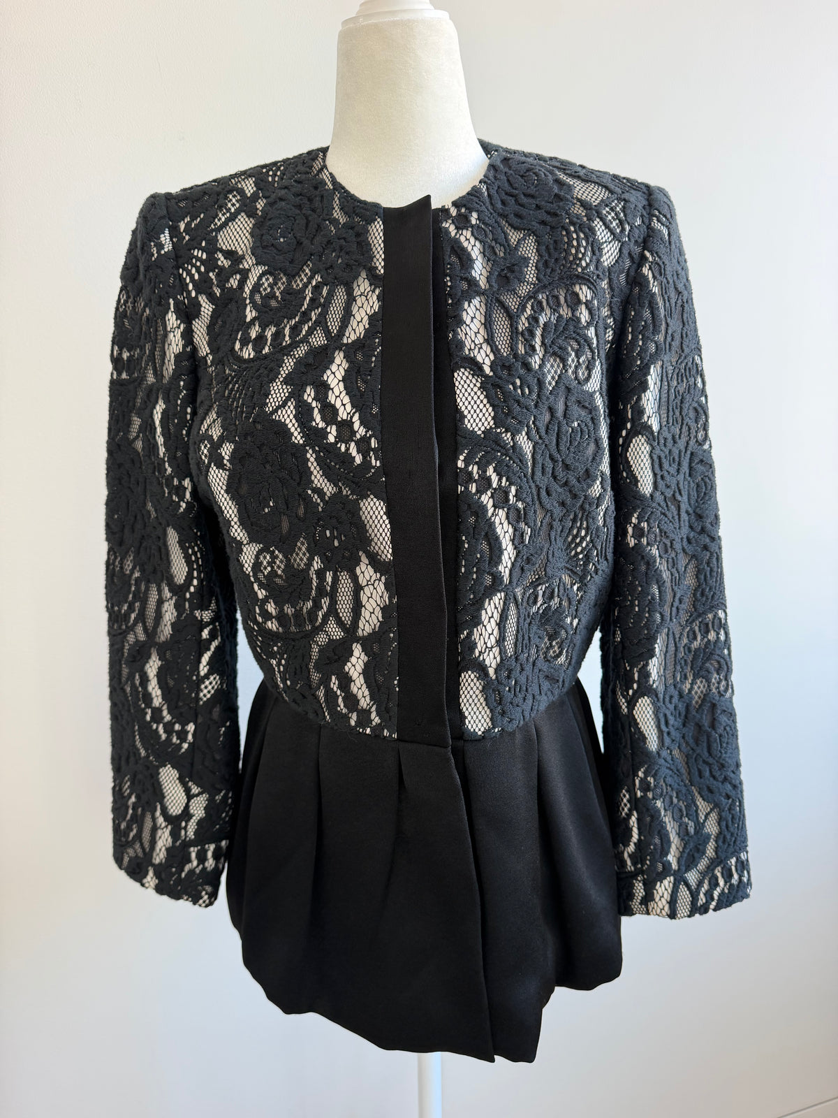 Zelda Vintage Black Floral Lace Peplum Jacket